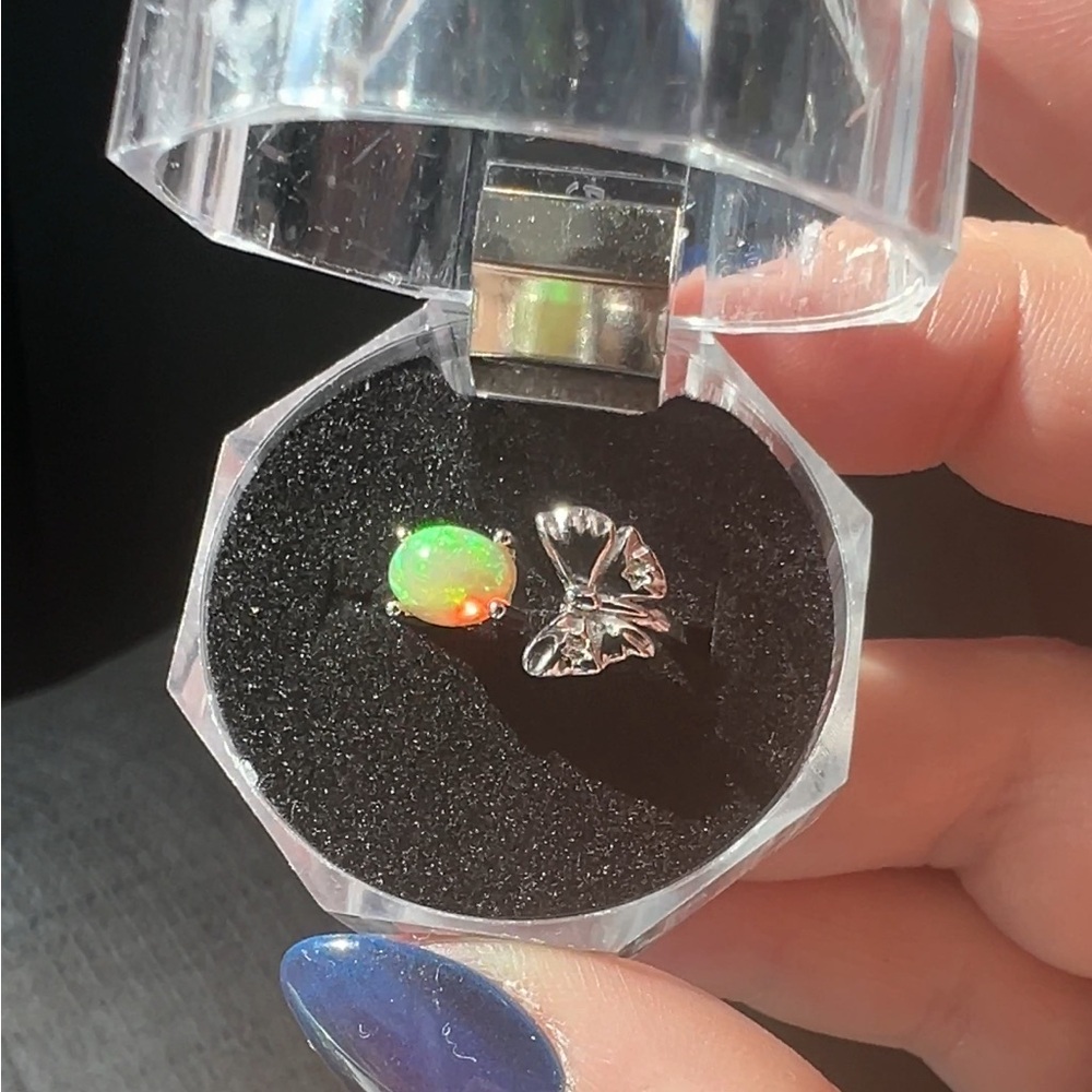 Opal and Silver Butterfly Ring